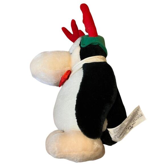 Vtg OPUS Christmas Plush w/ Reindeer Antlers Opus n Bill 13” Toy Stuffed Animal - Picture 2 of 9